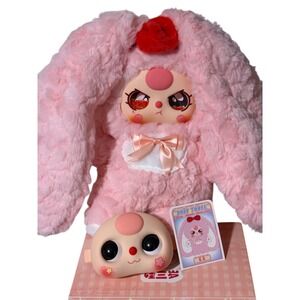 Baby Three 400% V4 SUGAR Baby Plush PINK BUNNY GLITTER Eyes & Boba Eyes 2 Face